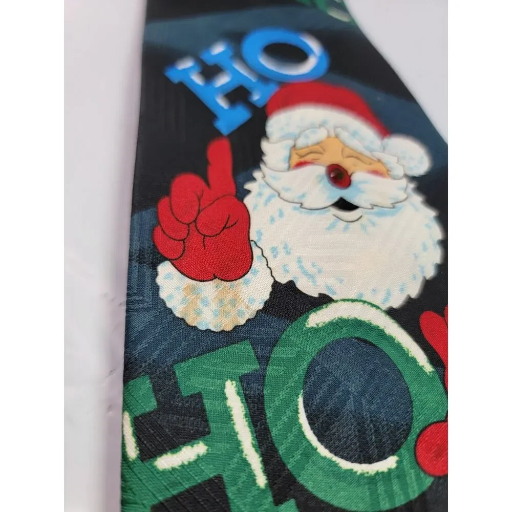 Unbranded Santa Claus Ho Ho Ho Christmas Tie Mens Black Red Novelty Holiday